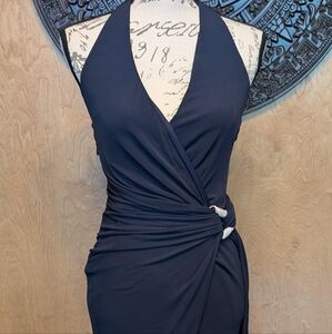 Halston Heritage NWT Navy Halter Dress